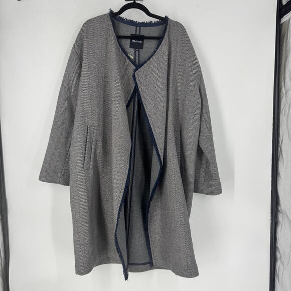 Madewell Fringed Herringbone‎ Robe Coat - Picture 2 of 6